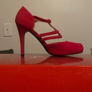 Red, Suede 4 inch heels